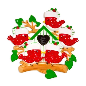 Christmas red bird family resin hanging ornament with Home Tweet Home sign for holiday decor