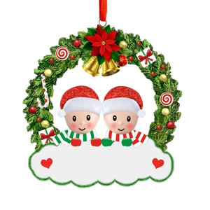 Personalized Christmas Wreath Resin Ornament Snowman Family Hanging Decoration For Xmas Tree Holiday Party Home Decor Gift