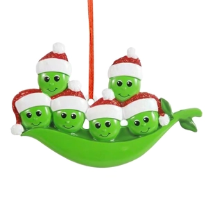 Resin Christmas Pea Pod Ornament Personalized Cartoon Family Pendant For Holiday Tree Decor Party Gift