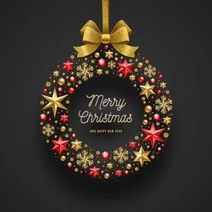 Detailed view of resin Christmas snowman ring ornament with gold snowflakes and red stars