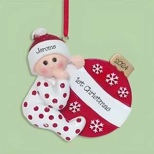 Creative Infant First Christmas Ornament Resin Baby Bear Christmas Ball Hanging Decor For Xmas Tree Home Party Decoration