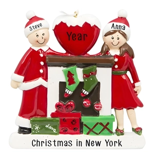 Personalized Family Christmas Ornament Resin Painted Fireplace Stocking Hanging Decoration Xmas Tree Holiday Home Decor