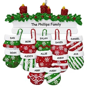 Resin Christmas Tree Hanging Ornament Family DIY Blank Mitten Glove Decoration With Candles Holly For Xmas Party Home Decor