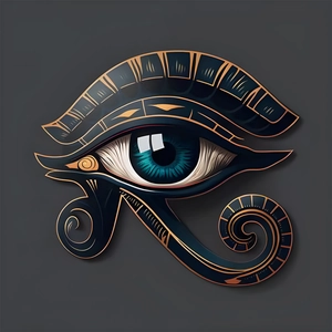 Golden Horus Eye ornament with deep blue resin inlay and intricate metallic details