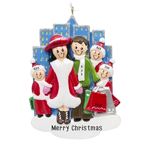 Creative Christmas Family Shopping DIY Resin Hanging Ornament Hand Painted Building Festive Tree Decor Holiday Home Gift