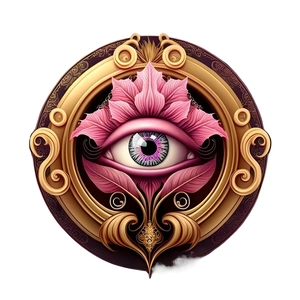 Gothic evil eye flower resin pendant featuring pink petals and a vintage bronze frame