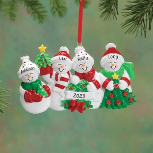 Resin Snowman Family Christmas Tree Hanging Ornament Cute Cartoon Festive Snowman Figurine For Xmas Party Home Decoration
