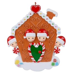 Christmas Gingerbread House Resin Hanging Decoration DIY Family Personalized Painted Ornament Xmas Tree Decor For Holiday Party