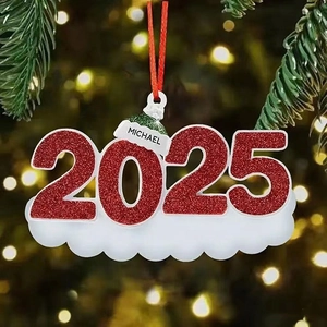 2025 Christmas Family Family Members Snowman Ornament Resin Personalized DIY Red Glitter Hanging Decoration Christmas Tree Decor Gift