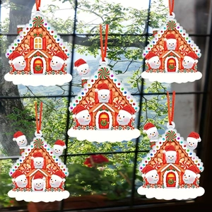 Personalized Gingerbread House Christmas Ornament Resin Snowman Family Tree Hanging Decoration For Holiday Party Decor