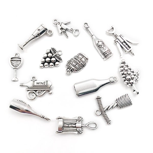 Détails de pendentifs vintage en alliage d'argent sur le thème du vin pour bijoux