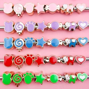 Colorful drip oil CCB beads in cartoon shapes like rabbits and stars for DIY jewelry