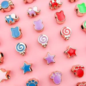 Colorful enamel CCB charms in elephant and star shapes for DIY jewelry making