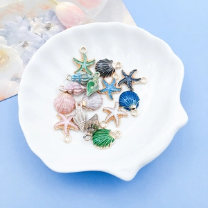 Enameled ocean charms collection with starfish and shells for DIY jewelry making