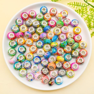 Kleurrijke inktgeschilderde kralen met grote gaten voor DIY-armbanden in Europese stijl