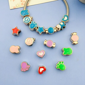Colorful CCB enamel beads in star, heart, and elephant shapes for DIY bracelet jewelry making