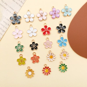 Details bunter Blumenanhänger aus Legierung mit Metallschleifen für DIY-Schmuck