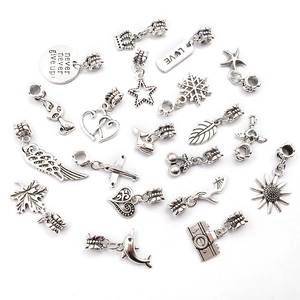 Assorted antique silver alloy charms including animal, nature, and engraved motifs for DIY