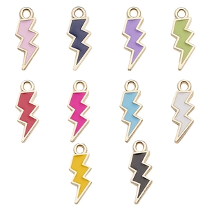 Colorful enamel lightning bolt charms with gold metal frame for DIY jewelry making