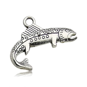 Alloy fish pendant charm in vintage black nickel finish for DIY jewelry making