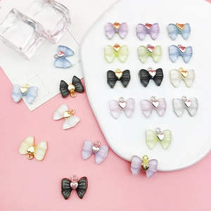 Mignon Pendentif Nœud Cœur en Alliage Résine Charms DIY pour Création de Bijoux Collier Bracelet Boucles d'Oreilles