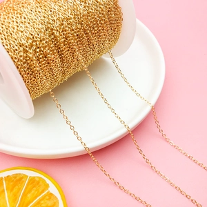 Detailed view of 18K gold plated snake chain spool for DIY jewelry making material