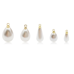 Golden capped drop pearl pendants in various shapes for DIY jewelry making and crafts