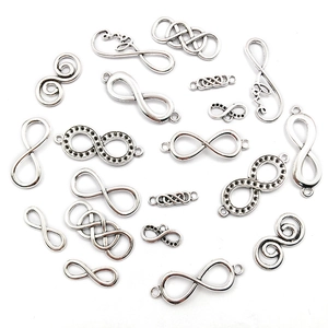 Detailed view of silver infinity alloy pendants for DIY jewelry and bracelets