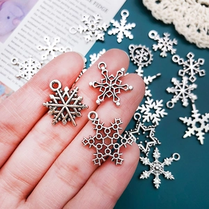 Silver alloy snowflake pendants for DIY jewelry making and bracelet charms set