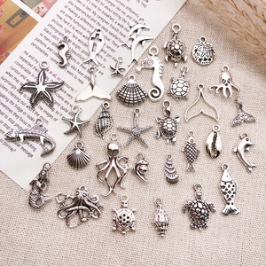 Detailed collection of antique silver ocean themed alloy charms for DIY jewelry making
