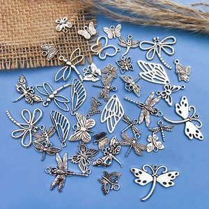 Vintage silver alloy butterfly and insect charms for DIY jewelry making and craft projects
