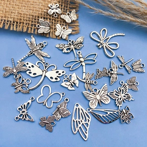 Assorted antique silver hollow butterfly and insect alloy charms for DIY jewelry making