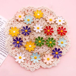 Daisy Flower Charms Alloy Enamel Drip Oil Sunflower Pendant For DIY Jewelry Making Earrings Necklace Keychain Floral