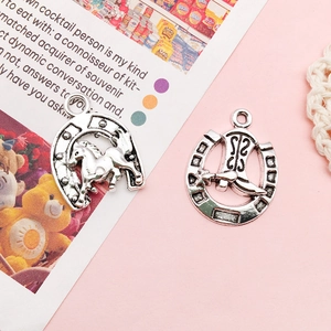Western style cowboy boot and horseshoe alloy charms for DIY jewelry making