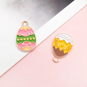 Easter egg and chick enamel charms with gold metallic plating for DIY jewelry making