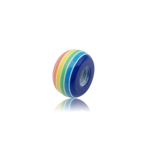 Detailansicht der Regenbogen gestreiften Emaille-Großlochperlen aus Harz für Schmuck