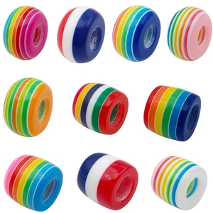 Bunte Regenbogenstreifen Harzperlen mit großem Loch für DIY Schmuckherstellung
