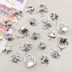 Breloques Théière en Alliage de Zinc Argent Antique pour la Fabrication de Bijoux DIY Thème Alice au Pays des Merveilles