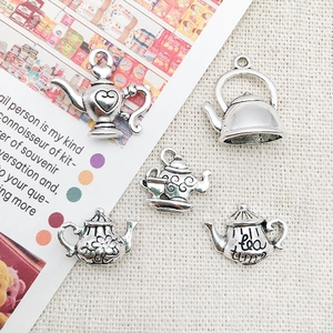 Lot de breloques théière en alliage de zinc rétro pour bijoux DIY en argent antique