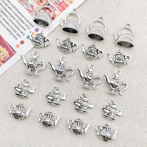 Ensemble de breloques théière en alliage argenté vintage pour création de bijoux