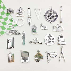 Antique Silver Graduation Season Alloy Pendants DIY Jewelry Making Charms School Bus Doctor Hat Diploma For Student Gift