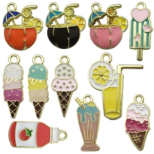Colorful enamel summer dessert and drink alloy charms for DIY jewelry making