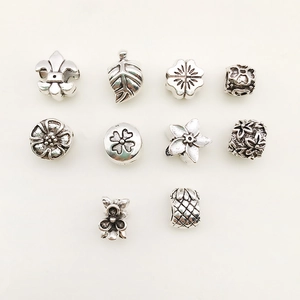 Vintage Zinc Alloy Big Hole Beads Floral Leaf Heart Pattern DIY Charms For Bracelet Necklace Jewelry Making Accessories