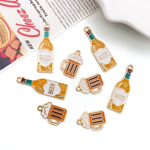 Enamel Zinc Alloy Beer Bottle Beer Mug Wine Glass Pendants For DIY Jewelry Making Accessories Creative Drinks Earrings Charms