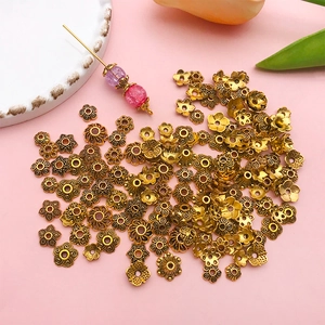 Détails de calottes de perles en fleurs dorées antiques pour bijoux vintage DIY