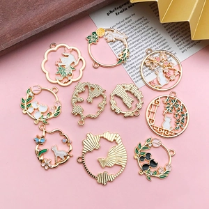 Detailed collection of hollow cat and flower charms for DIY jewelry making