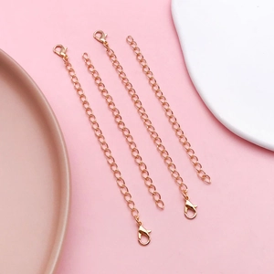 Set of four rose gold extender chains with lobster clasps for DIY necklace jewelry making