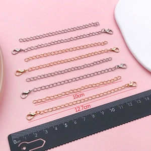 Set of 10cm to 12.7cm gold and silver jewelry extension chains with lobster clasps