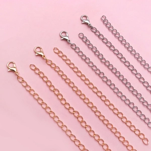 Alloy Jewelry Extender Chain With Lobster Clasp DIY Necklace Bracelet Length Adjuster Metallic Colors Findings For Women Jewelry Making Accessories