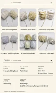 Vista detallada de varias cadenas de perlas de 4mm para accesorios de cabello de novia
